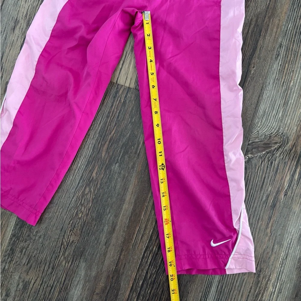 Y2K 2009 Nike Track Pants Girls 6 Pink Side Stripe Windbreaker Embroidered Logo - Picture 5 of 15